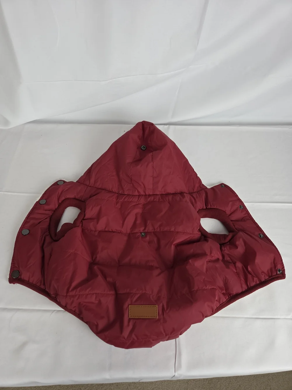 Dog Raincoat Large..Red Quilted Dog Puffer Jacket with Hood - Brand: